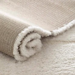 Tapis rectangulaire à poils longs motif géométrique écru 120 x 170 cm Oviala