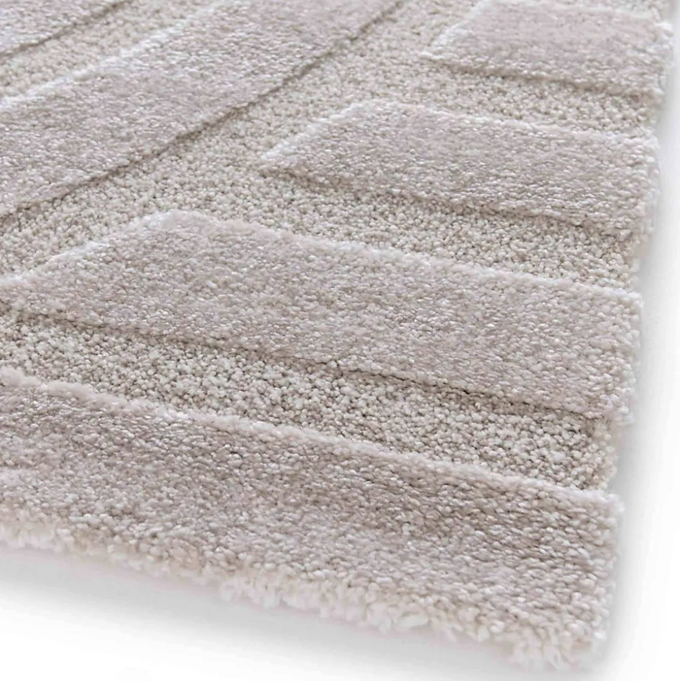 Tapis rectangulaire à poils ras motif contemporain beige 160 x 230 cm Oviala
