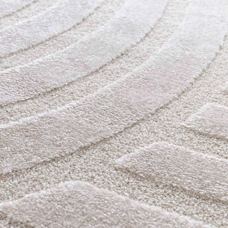 Tapis rectangulaire à poils ras motif contemporain beige 160 x 230 cm Oviala
