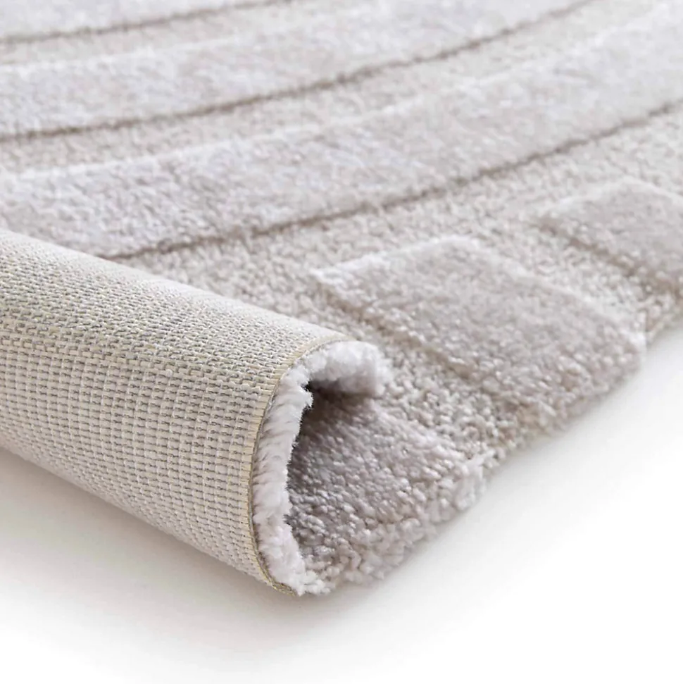 Tapis rectangulaire à poils ras motif contemporain beige 160 x 230 cm Oviala