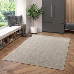 Tapis rectangulaire gris 170 x 120 cm effet viscose GoodHome Yoroo