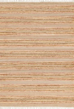 Tapis rectangulaire Leela à franges crème et rose L.170 x l.120 cm Balta