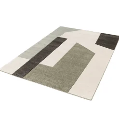 Tapis rectangulaire Luna formes géométriques vert et blanc L.230 x l.160 cm Balta