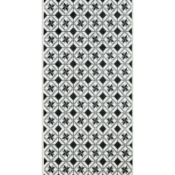 Tapis Rectangulaire motifs Carreaux de Ciment, 50x100cm, Noir et Blanc, Dylrev