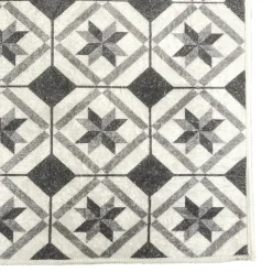 Tapis Rectangulaire motifs Carreaux de Ciment, 50x100cm, Noir et Blanc, Dylrev
