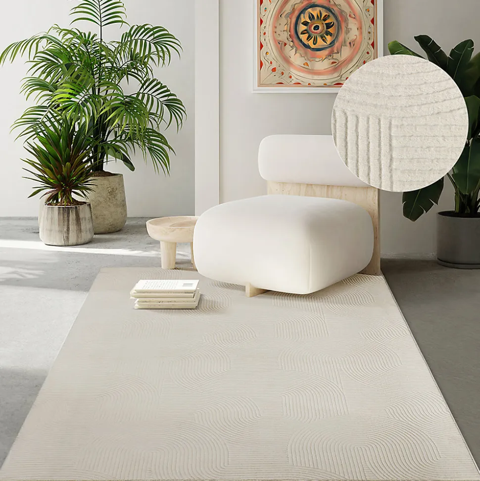 Tapis Rio salon antidérapant arc, Crème, 80 x 150 cm