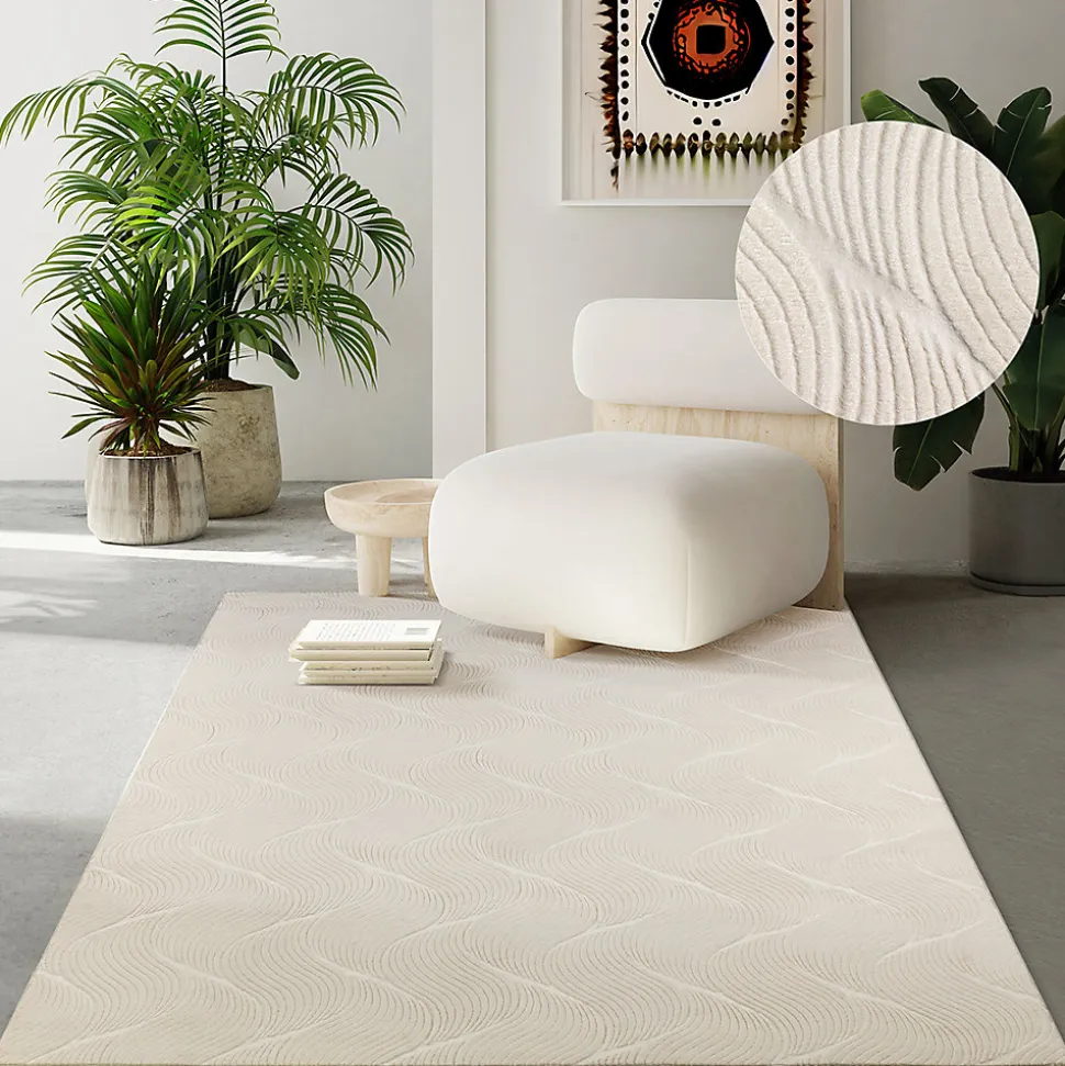 Tapis Rio salon antidérapant 3D, Crème, 140 x 200 cm