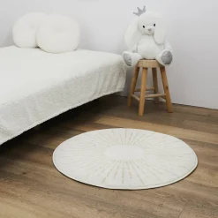 Tapis Rond - Home Deco Kids - Soleil - Lurex - Crème - 80 Cm