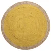 Tapis rond diamètre 120cm naturel et jaune 'Deko&co'