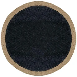 Tapis Rond en Jute et Coton, 120 cm, Noir et Jute, Dylrev