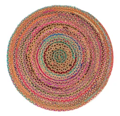 Tapis rond en jute et tissu multicouleur ø120 cm