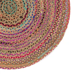 Tapis rond en jute et tissu multicouleur ø120 cm