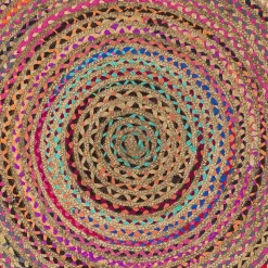 Tapis rond en jute et tissu multicouleur ø120 cm