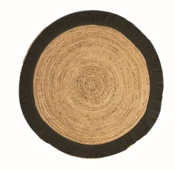 Tapis rond en toile de jute beige et noir ⌀120cm Deco&co