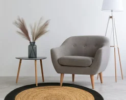 Tapis rond en toile de jute beige et noir ⌀120cm Deco&co