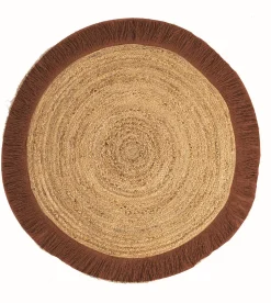Tapis rond en toile de jute beige et terracotta ⌀120cm Deco&co