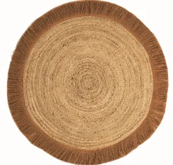 Tapis rond en toile de jute beige et marron ⌀120cm Deco&co
