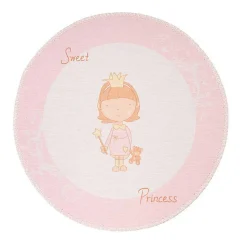 Tapis Rond Enfant Imprimé "Bambini VI" 160cm Rose
