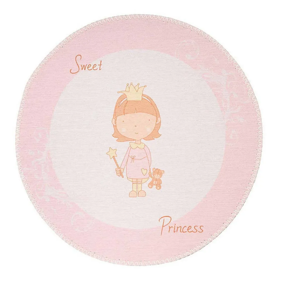 Tapis Rond Enfant Imprimé "Bambini VI" 160cm Rose