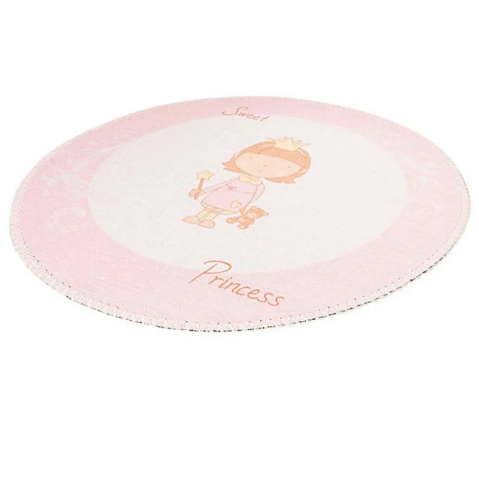 Tapis Rond Enfant Imprimé "Bambini VI" 160cm Rose