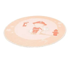 Tapis Rond Enfant Imprimé "Bambini" 160cm Orange