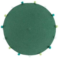 Tapis Rond Enfant "Pompomparty" 90cm Vert