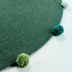Tapis Rond Enfant "Pompomparty" 90cm Vert
