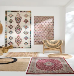 Tapis rond Sombrero noir et jute Ø120 cm Balta