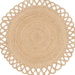 Tapis rond Trecia blanc et jute Ø120 cm Balta