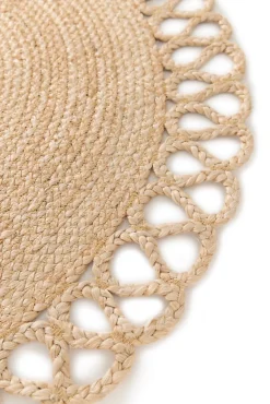 Tapis rond Trecia blanc et jute Ø120 cm Balta