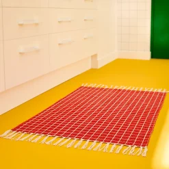 Tapis réversible Sodeco jaune et rouge l.60 x L.90 cm