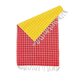 Tapis réversible Sodeco jaune et rouge l.60 x L.90 cm