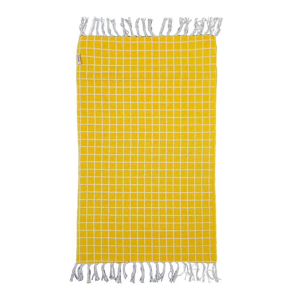Tapis réversible Sodeco jaune et rouge l.60 x L.90 cm