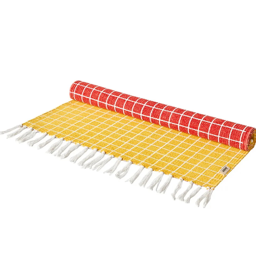 Tapis réversible Sodeco jaune et rouge l.60 x L.90 cm