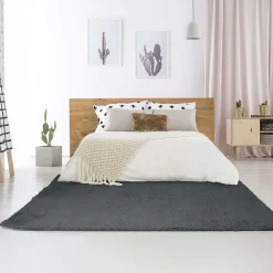 Tapis salon à base fine souple extra doux gris foncé 160x230
