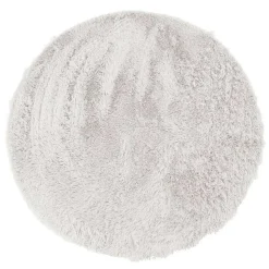 Tapis salon à base fine souple extra doux blanc diam.70