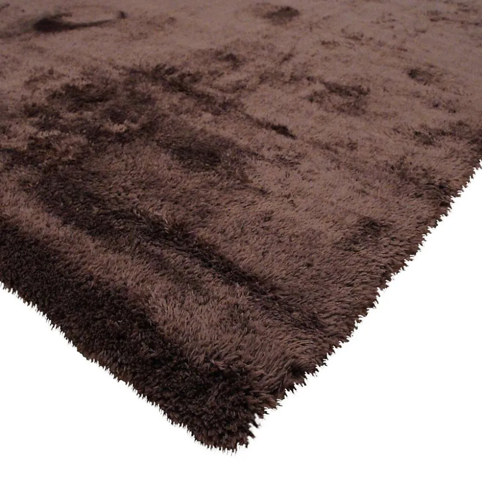 Tapis salon à poils longs extra-doux marron 120x160