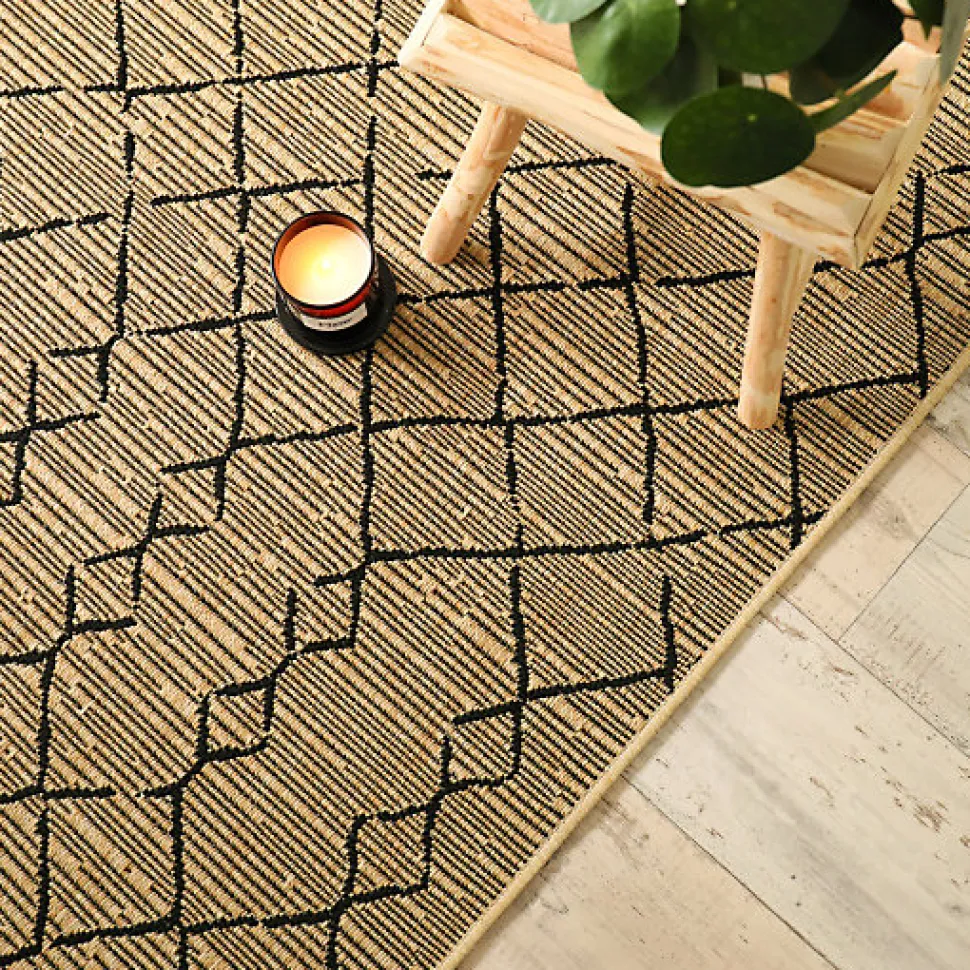 Tapis Salon / Terrasse - Scandinave - Marron et noir - 80 x 150 cm