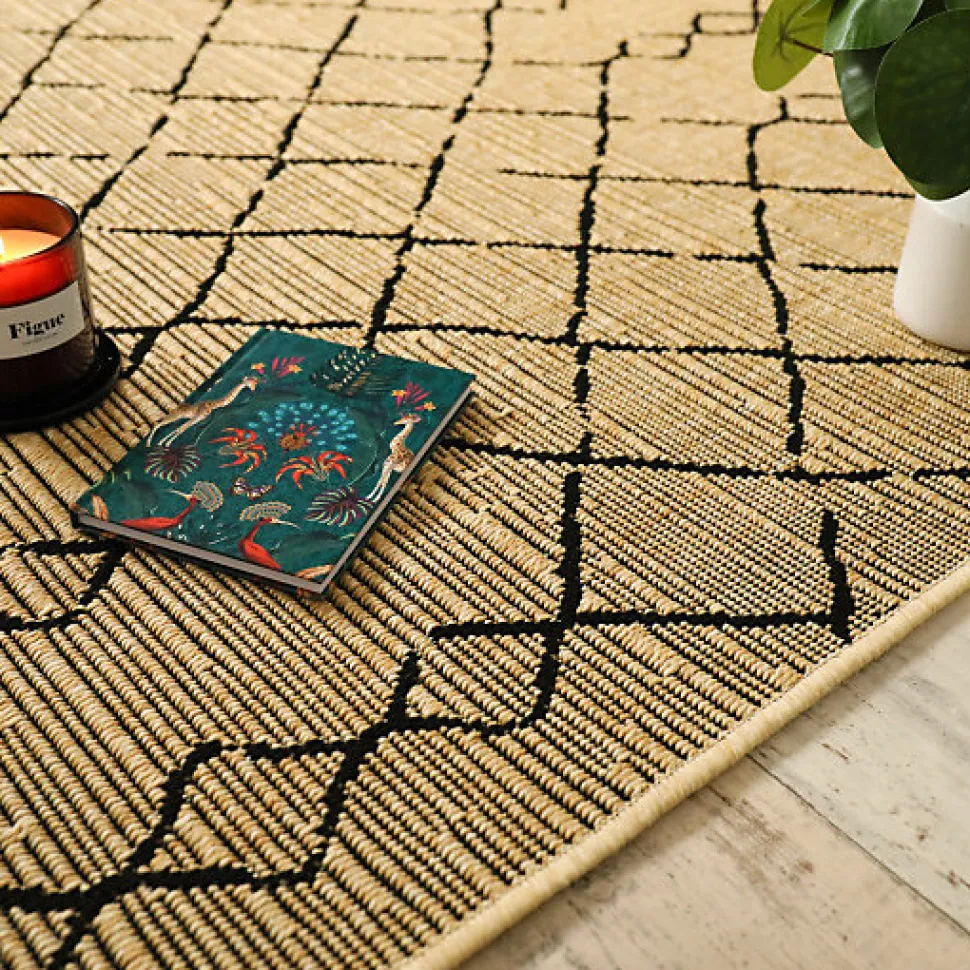 Tapis Salon / Terrasse - Scandinave - Marron et noir - 80 x 150 cm