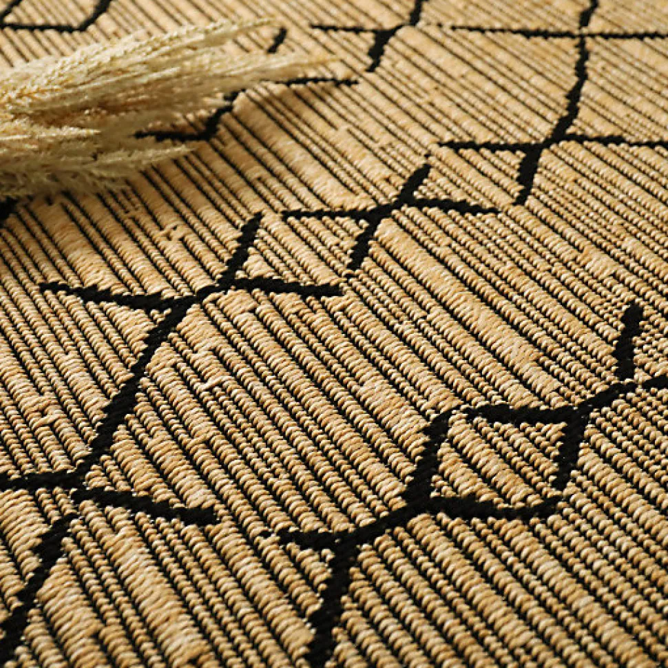 Tapis Salon / Terrasse - Scandinave - Marron et noir - 80 x 150 cm