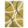 Tapis salon effet laineux motifs arches jaune gris 160x230
