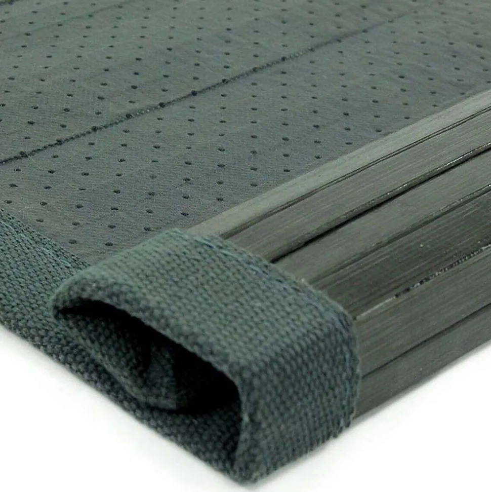 Tapis salon en bambou larges lattes ganse gris 120x170