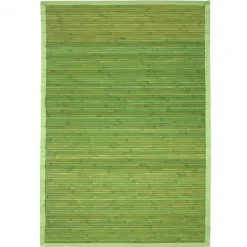 Tapis salon en bambou larges lattes ganse vert 160x230