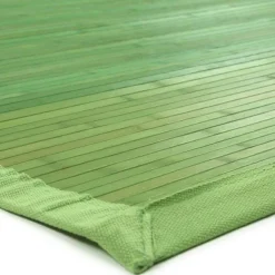 Tapis salon en bambou larges lattes ganse vert 160x230