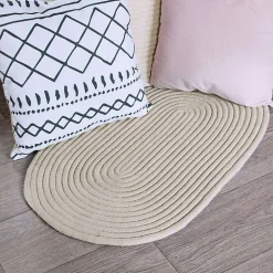 Tapis salon en coton réversible effet cordage écru 50x80