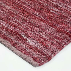 Tapis salon en cuir tressé burgundy 60x120