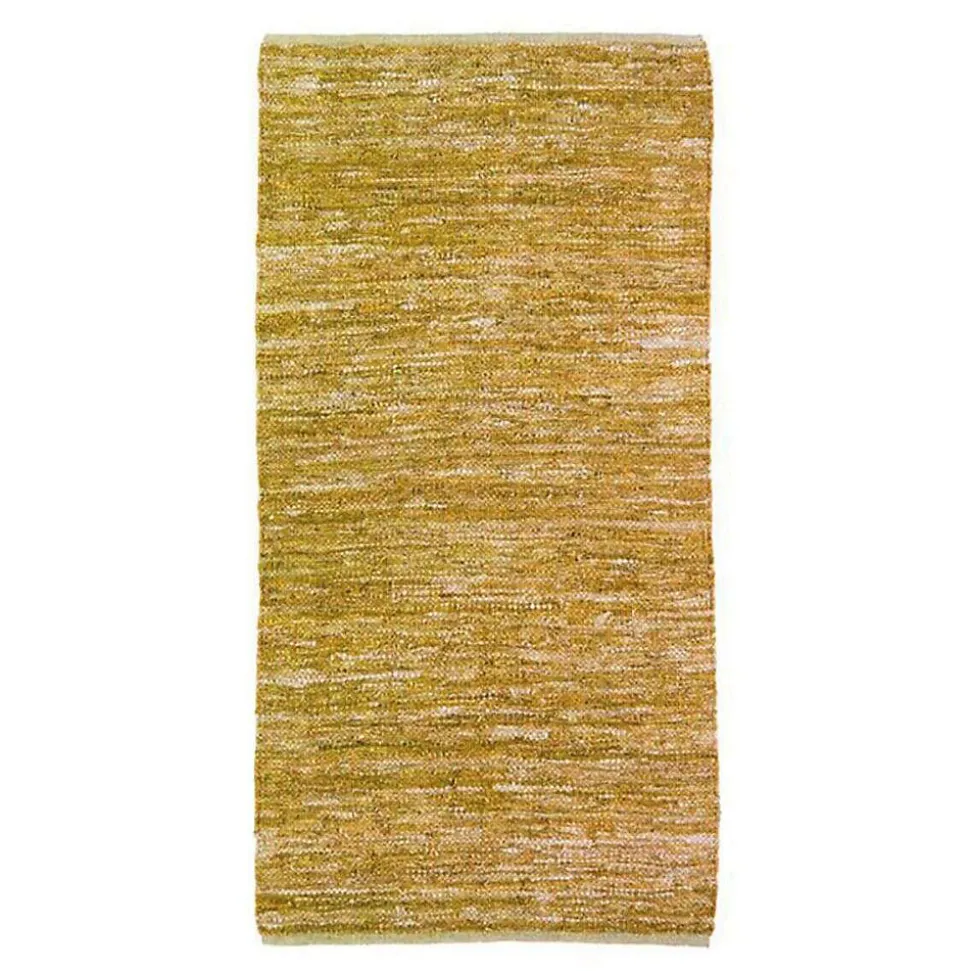 Tapis salon en cuir tressé jaune 60x120