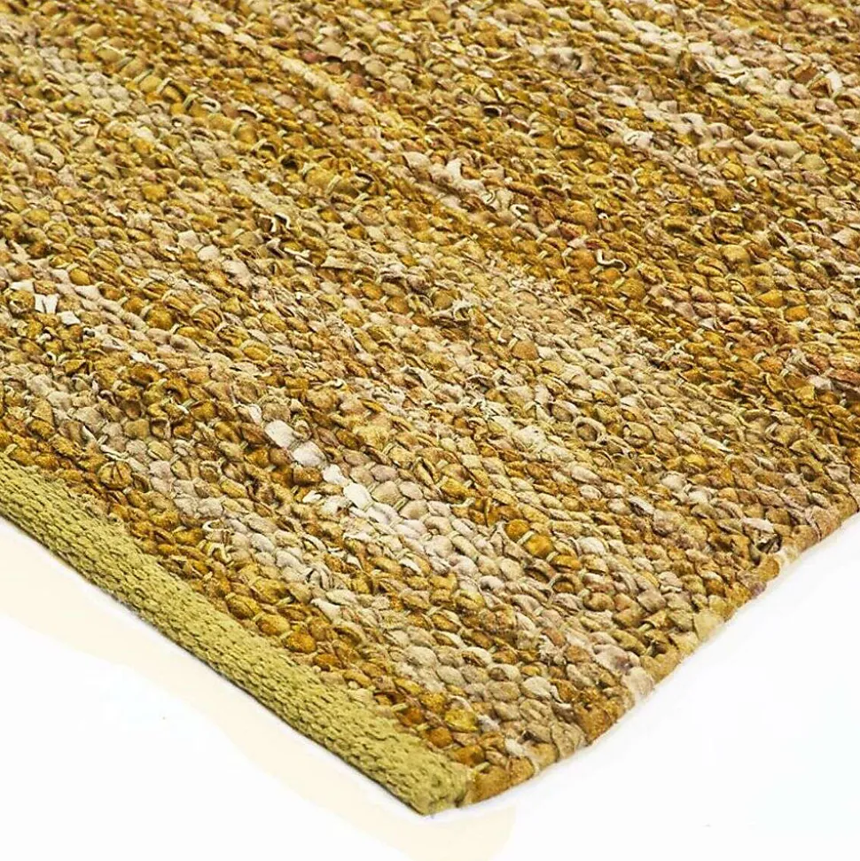 Tapis salon en cuir tressé jaune 60x120