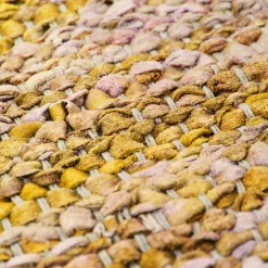 Tapis salon en cuir tressé jaune 60x120