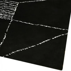 Tapis salon et chambre fait à la main motif géométrique RAGGAL, Noir, blanc
